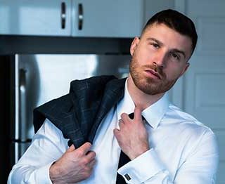 French-Canadian men are considered some of the sexiest in the world with their unique European flair and charming French accents. Come along for the ride for suited stud Ryan Ellis' solo performance exclusively on MENatPLAY.