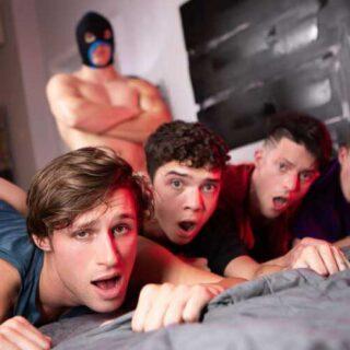 Every twink in the city wants to test their hole against masked, muscular top the Twink Fucker, and best friends Jake Preston, Shae Reynolds, Niko Vaz, and Sam Ledger are no exception.