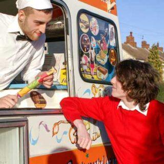 It's an extremely warm day and Aaron Aurora doesn't have any money for an ice cream to cool him down. Lucky for him, the ice cream man's more than happy to come to some sort of