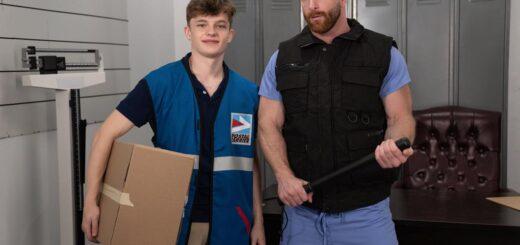 After delivery guy Jake Preston sends a dick pic with the package confirmation, he's arrested and processed by prison guard Brody Meyer. But Jake finds the cavity search a turn-on, and he's