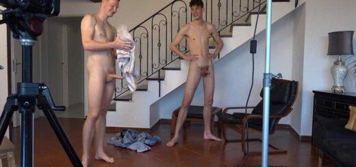 We have a lovely backstage video from a scene with Radek Pozer and Sasa Jelinek, Both are clothed as we see them getting directions from the crew.